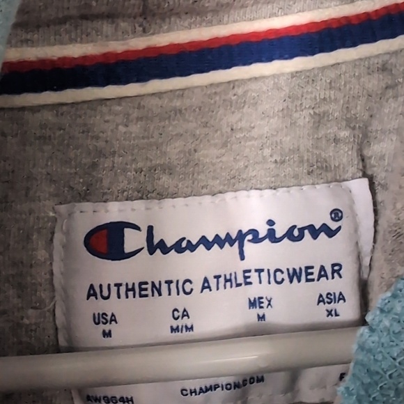 Champion Authentic Athleticwear Teal Hooded Sweatshirt Size Medium - Picture 3 of 5